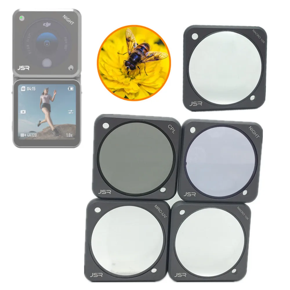 Glass UV CPL Star Night Macro 10X Lens Filter Protector Cap Close up for DJI Action 2 Camera Action2