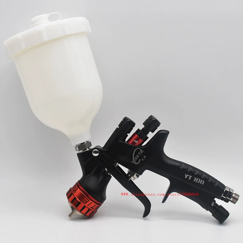 High Quality HVLP Spray Gun Gravity Spray Gun 1.3mm Nozzle 600cc Plastic Pot Ideal Car Painting Tool topcoat paint gun