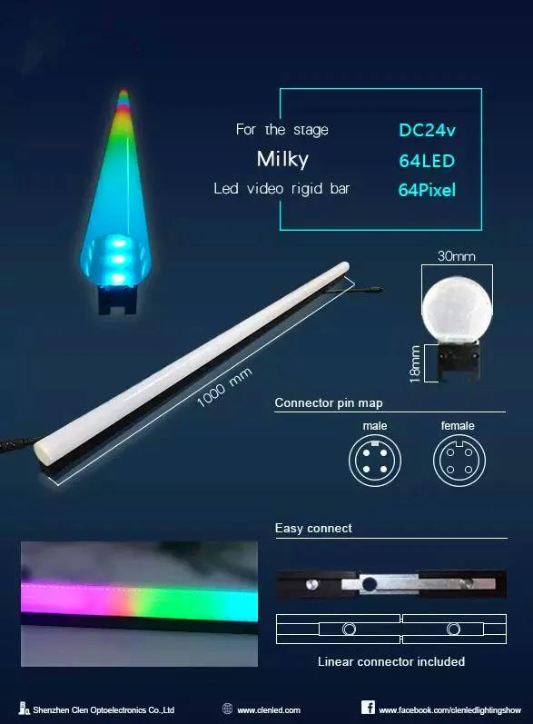 DC24V SK6812/WS2812B 5050RGB  LED Linear Tube Light Bar , RGB  addressable full color LED Stage Pixel Bar