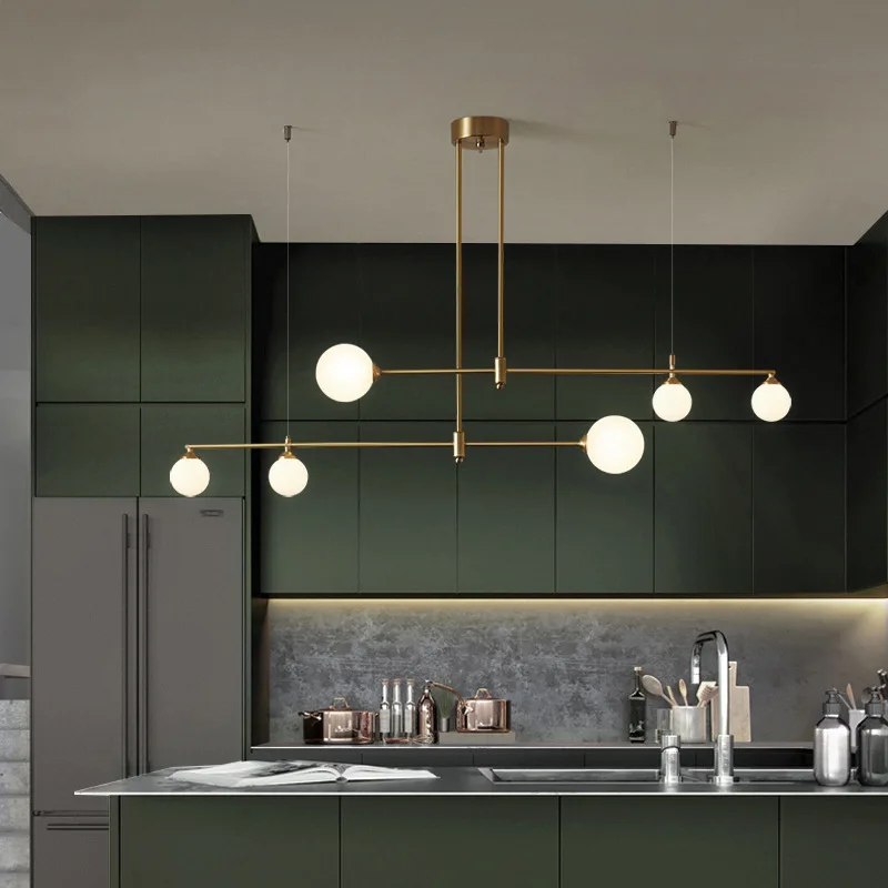 

Nordic G9 Gold Copper Led Chandelier Pendant Lamp For Dining Room Kitchen Table Home Glass Ball Modern Ceiling New Hanging Light