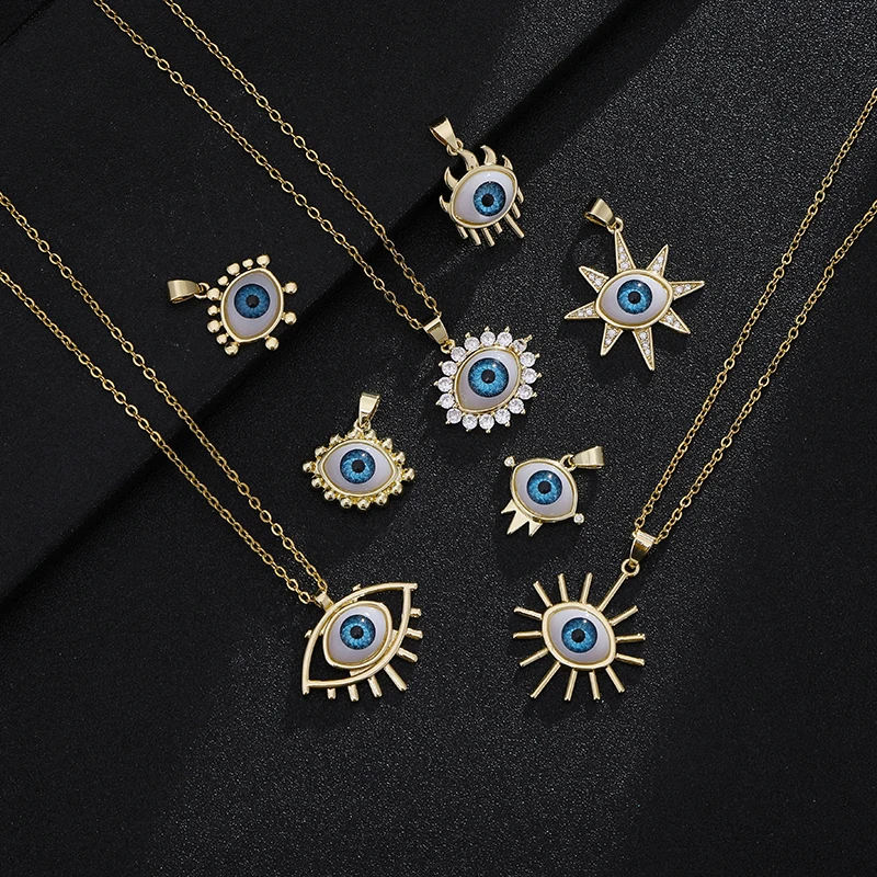 Turkish Lucky Evil Eye necklace Women 8 Style Blue Eyes Female Charm Fashion Enamel Stainless Steel Chain necklace Jewelry Gift