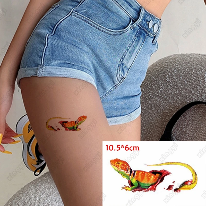 Halloween Waterproof Temporary Tattoo Sticker Fear Animal Lizard Wound Scar Children Tatoo Water Transfer Flash Tatto Man Woman