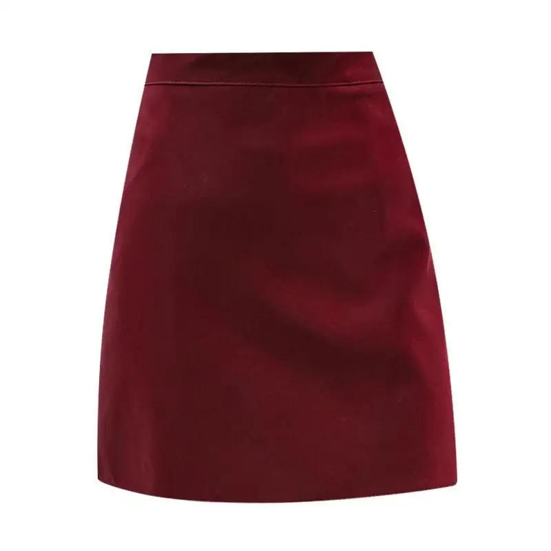 Green Fashion Burgundy Short Skirt A- Line Skirt High Kidney Autumn Woman Skirts Faldas Jupe