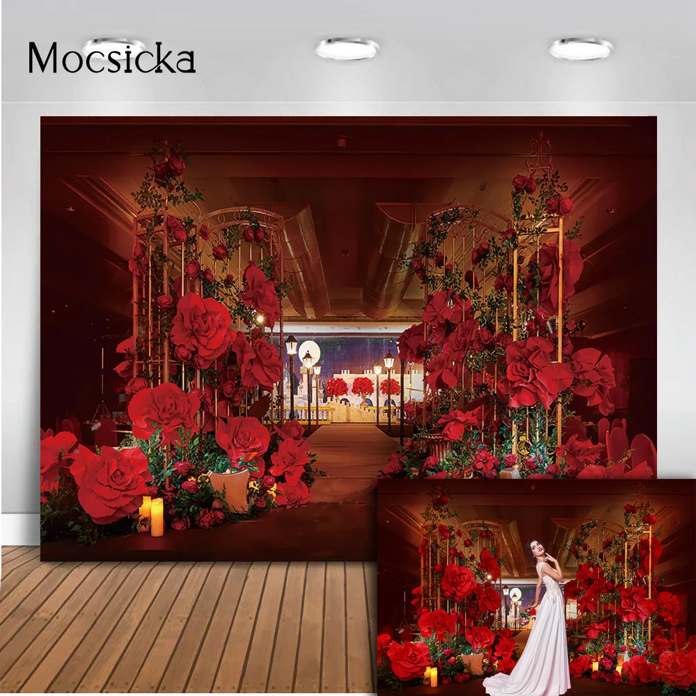 

Valentine's Day Backdrop for Photography Lover Baby Mother's Background Rose Flowers Photo Booth Prop