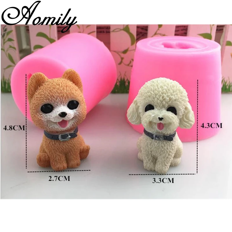 Aomily Silicone Cake Mold Dog Teddy Pomeranian Chocolate Mousse Jelly Candy Bakeware Mold Pastry Ice Block Mold Para Reposteria