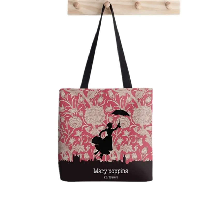 

Shopper Mary Poppins Elegant woman Painted Tote Bag women Harajuku shopper handbag girl Shoulder shopping bag Lady Canvas Bag