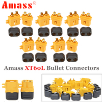5pair/lot Amass XT60-L XT60L Bullet Connectors Plug With Lock Protective Sleeve For RC Lipo Battery Car Truck Airplane Drone Toy