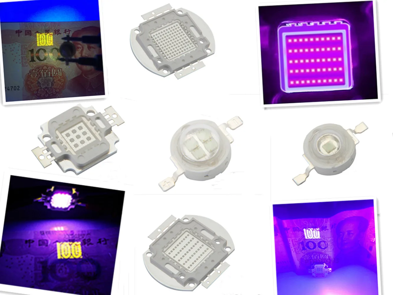 3W 5W 10W 20W 30W 50W 100W Światło wysokiej mocy UV Fioletowa dioda LED 365nm 375nm 380nm 385nm 395nm 400nm 405nm Żarówki ultrafioletowe Chipy lampowe