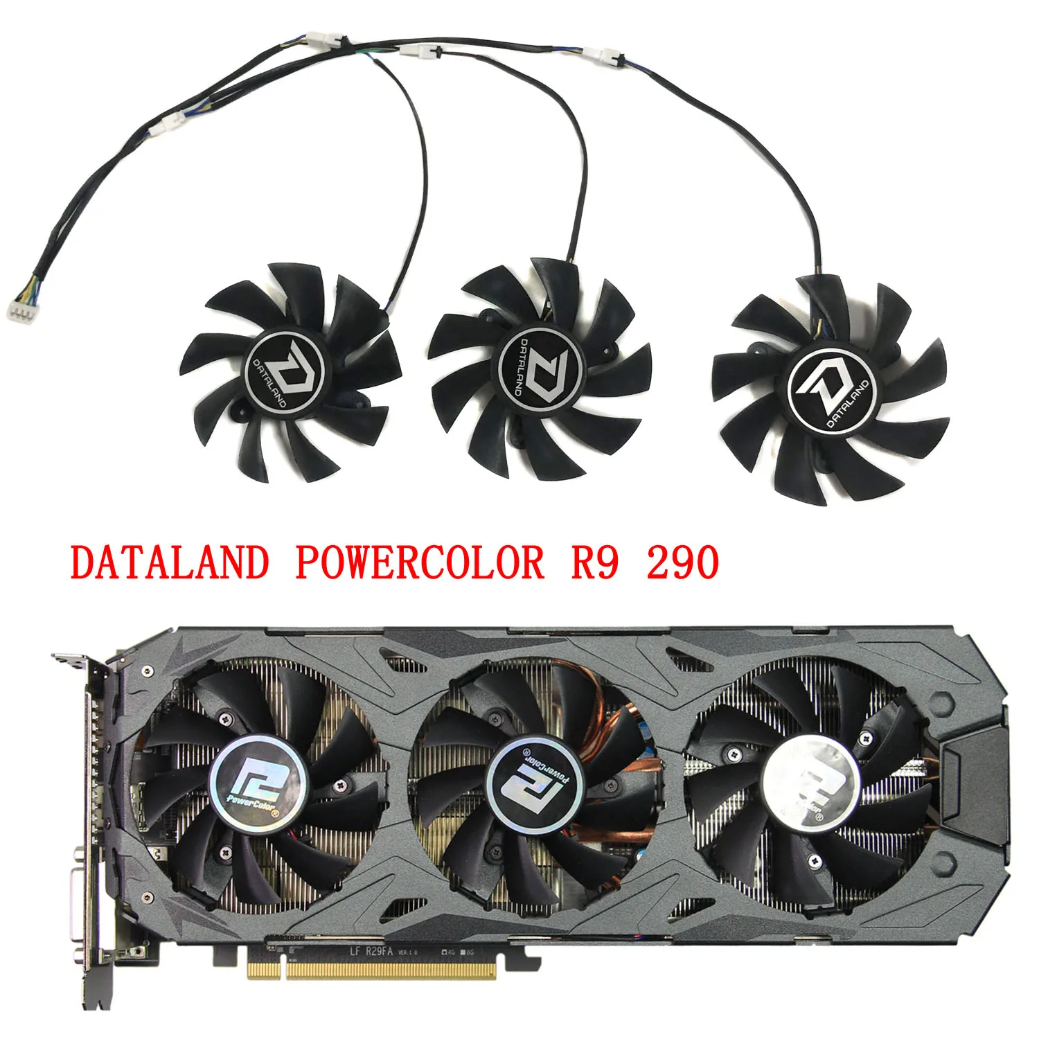 3Pcs/Set 75mm,8015,GPU VGA Video Cooling Fan,For Dataland R9 290/290X,Graphics Card Cooler,Can Replace PLA08015D12HH