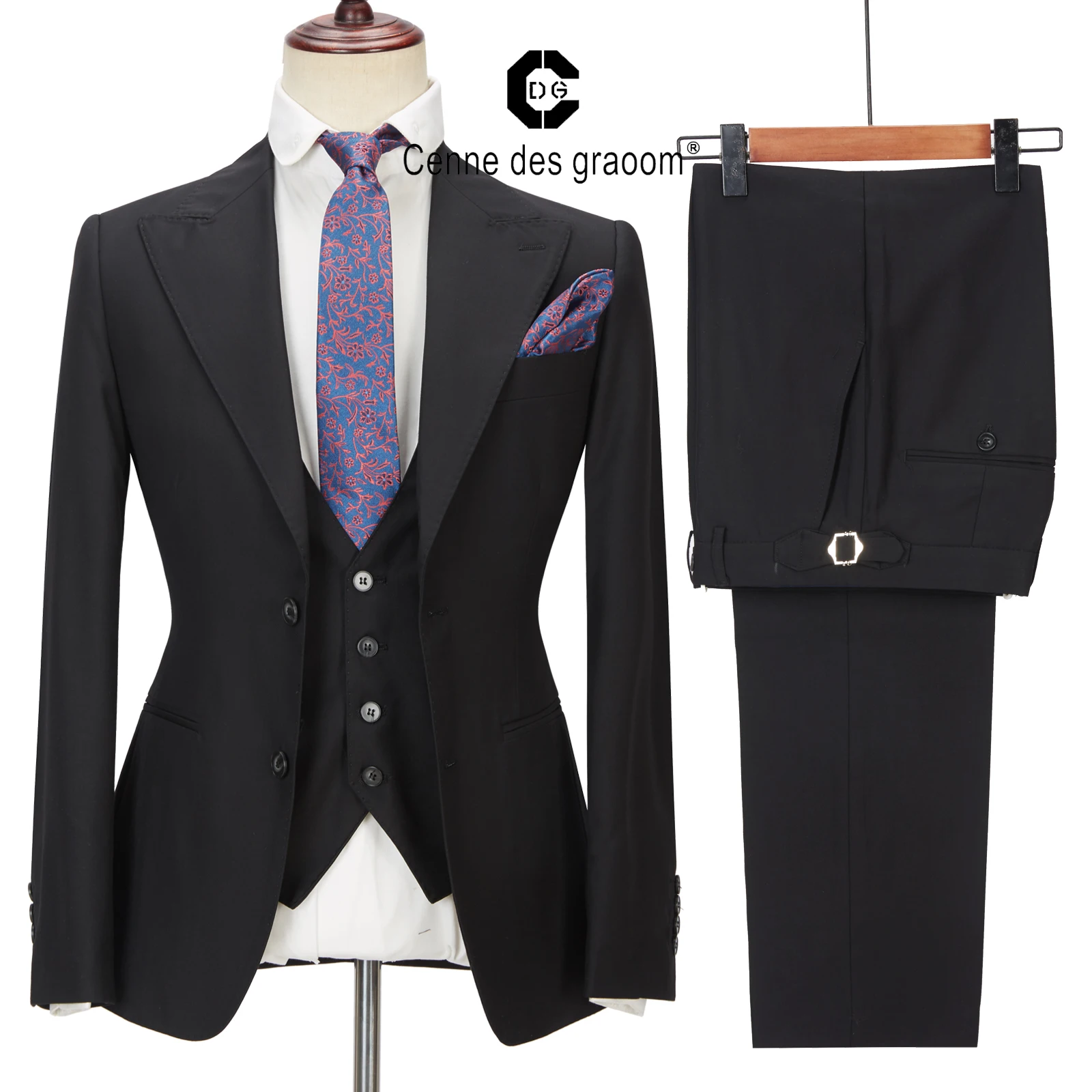 Cenne Des Graoom Men Suits Costume Homme Tailor-Made Blazers Vest Pants 3Pcs Set Wedding Dress Groom Formal Business Work Wear