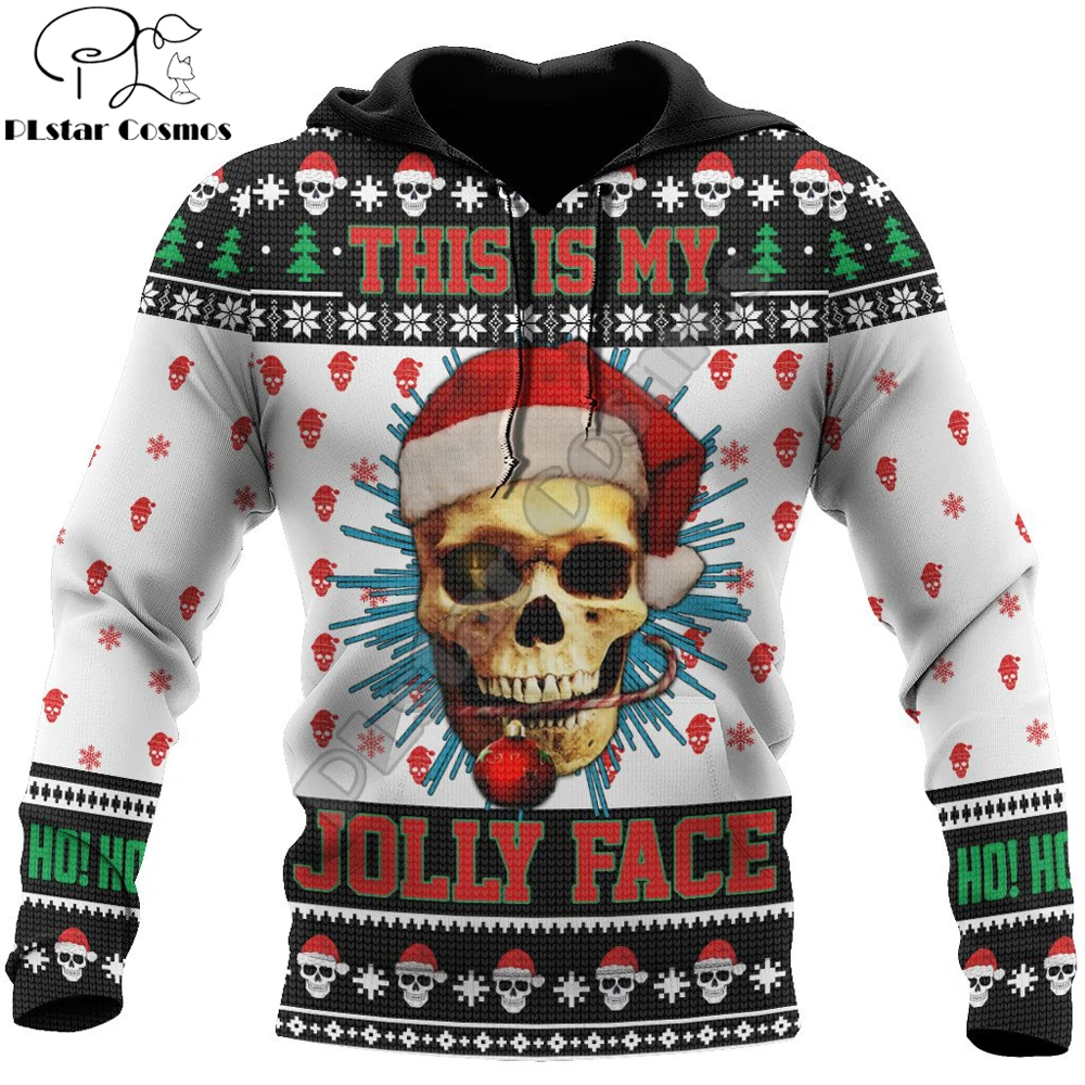 Santa skull 3D wszystko nadrukowane męskie bluzy z kapturem czaszki boże narodzenie bluza z kapturem jesień Streetwear Unisex bluzy w stylu Casual KJ714