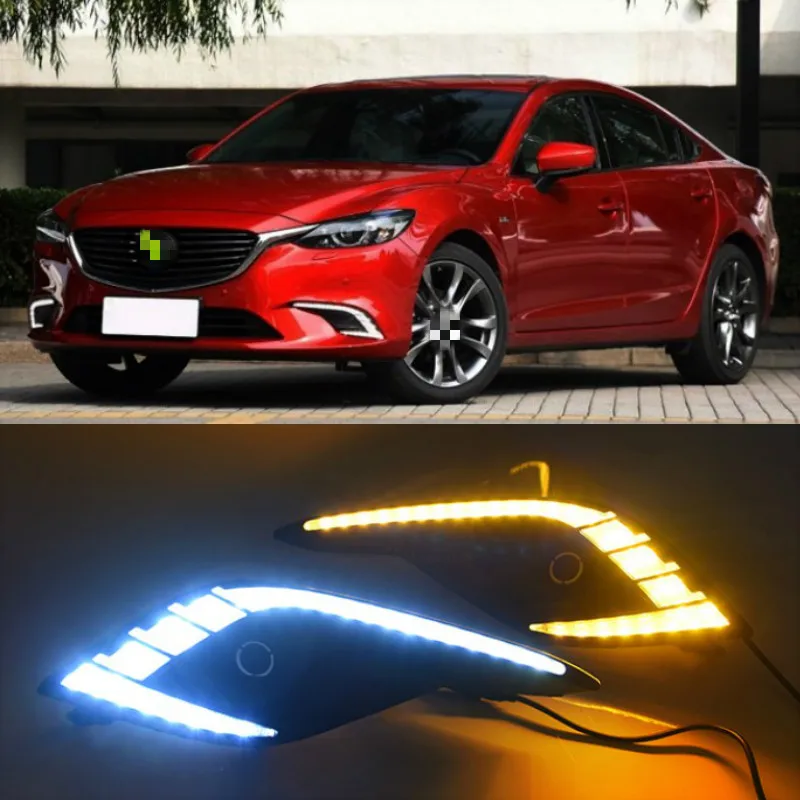 Turn Signal Light and dimming style Relay 12V LED car DRL daytime running light with fog lamp hole for Mazda 6 Atenza 2016-2018