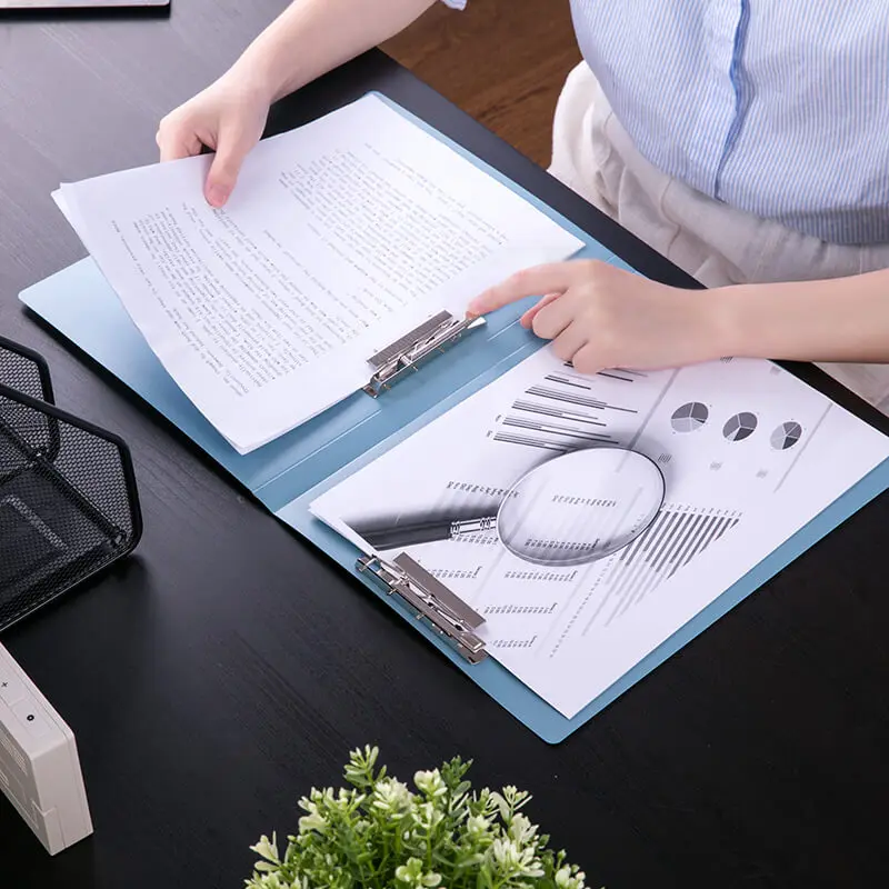 A4 PP Clip File Folder Double Strong Clip File Folder Dark Student Paper Board Folder A4 Office Storage Clip