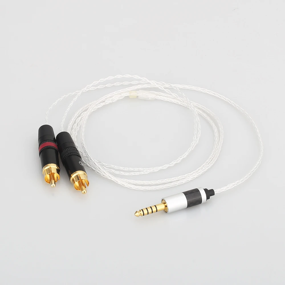 2.5mm TRRS/4.4mm Balanced Male 3.5mm Jack to RCA Plug Aux Cable 8x 1.0mm Silver Wire Headphone Amp