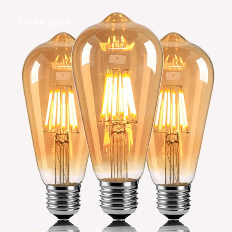 

led lamp bulb Edison Filament Light 4W/6W/8W ST64 Retro Bulb Tungsten Lamp Pacifier Lamp Light Lamp E27 home