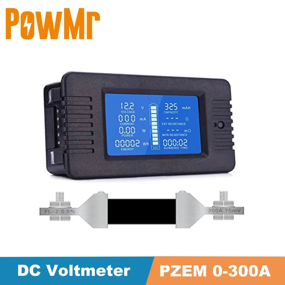 PZEM 0-300A  and 0-200V 9 in 1DC LCD Display Digital Multimeter Battery Monitor Power Energy Impedance Resistance Voltmeter 300A