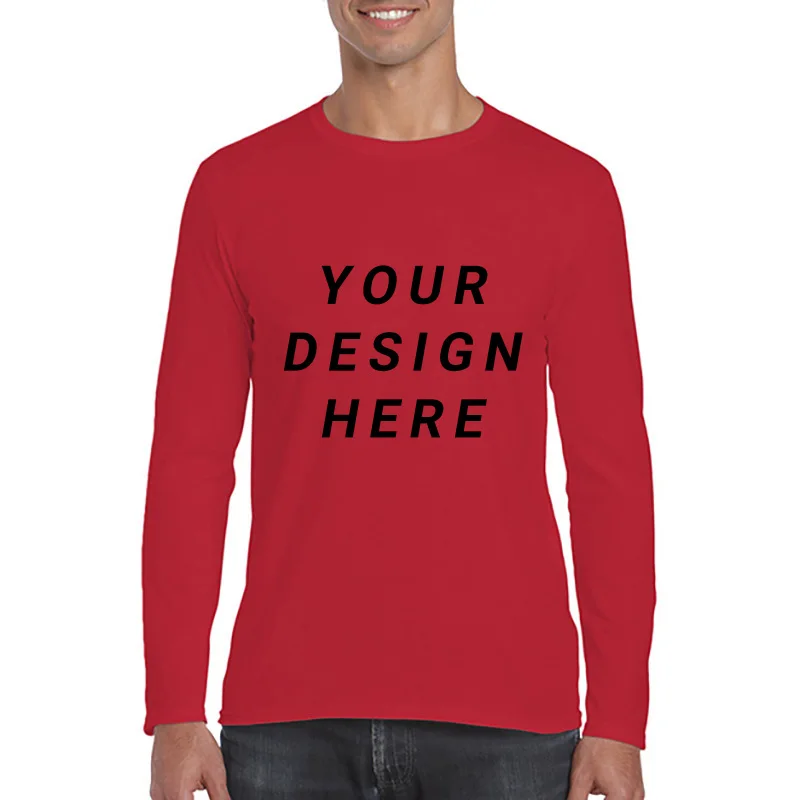 180gsm Men Classic Long Sleeve T-shirt Custom Your Photo Text Logo Printing Personalized Customized Thirts Male Tops