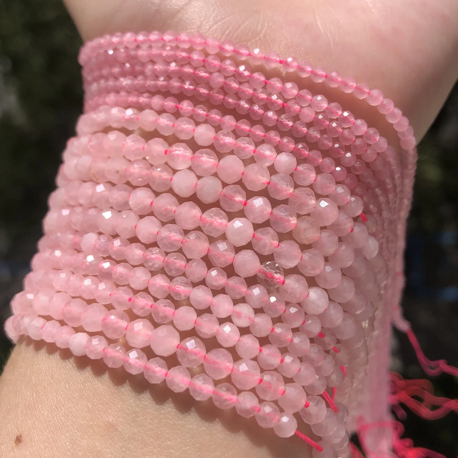 Natural Faceted Rose Pink Quartz Small Beads 2 3 4 mm Waist Stone Beads for Jewelry Making DIY Bracelet Earrings Accessories