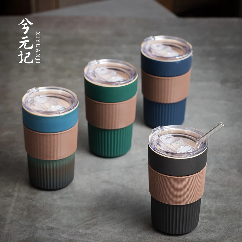 |insulation handy cup with straw high color value large capacity milk tea household beverage coffee net red water cup