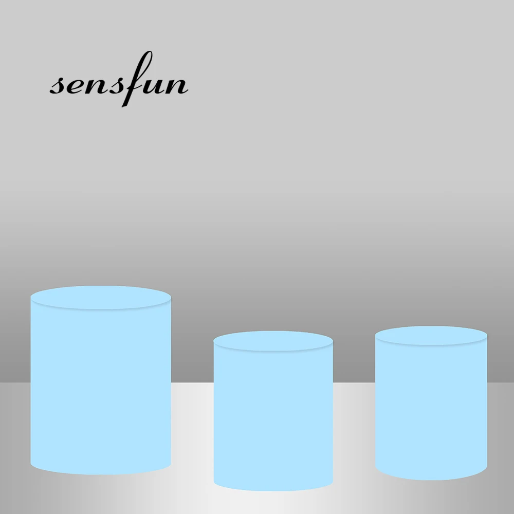 Sensfun Pure White Round Plinth Cover Backdrop Wedding Baby Shower Birthday Party Decor Elastic Custom Photo Background Banner