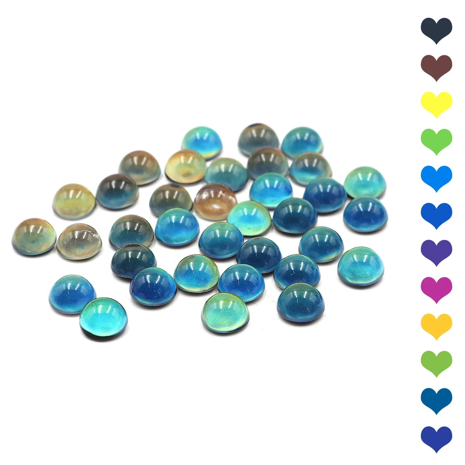 6/8/10/12mm Glass Cabochon Color Change By Temperature Round Beads Pendant For DIY Jewelry Making Bracelet Accessories 10pcs