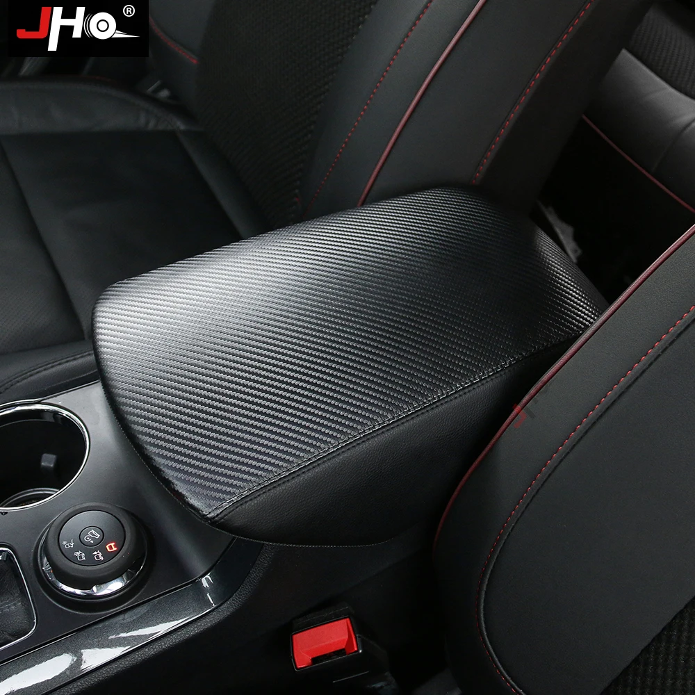 JHO Car Armrest Box Cover For 2011-2019 Ford Explorer 2018 17 16 15 14 13 12 Carbon Fiber Grain Arm Rest Protector Accessories