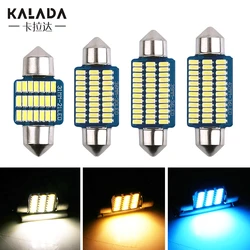 Festoon-luces LED para coche, luz de techo automática, Bombilla Interior para habitación, color azul hielo, blanco cálido, C5W, 31-36-39-41mm, CC de 12V, 2 uds.