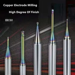 HRC60  0.2 0.4 0.6mm 0.8mm  Micro Diameter Miniature 4 Flutes Rib Corner Radius End Mill Tungsten steel plain milling cutter