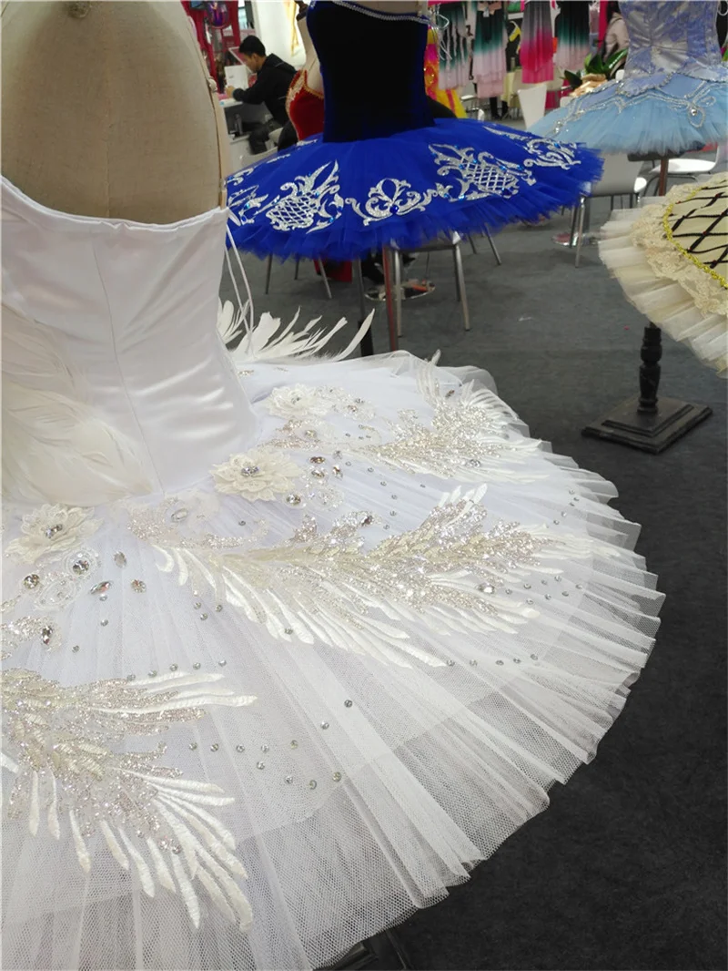 Professional High Quality Women Adult Competition Performance Wear Girls White Swan Lake Ballet Tutu Costumes