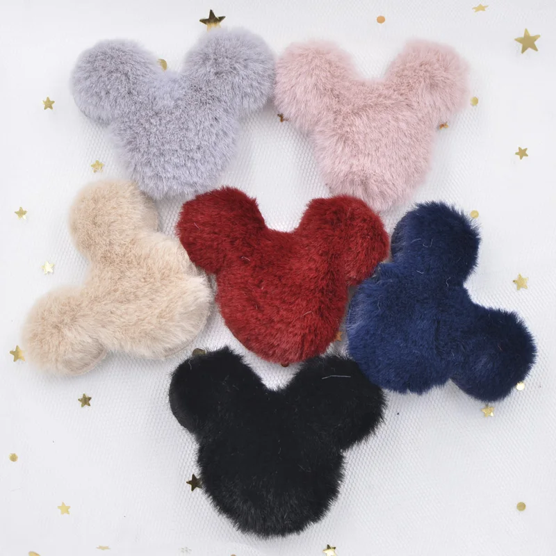 Toppe di peluche morbide di lusso Abbellimento per capelli di coniglio Applicazioni per testa di topo per abbigliamento Fermagli per capelli fai da