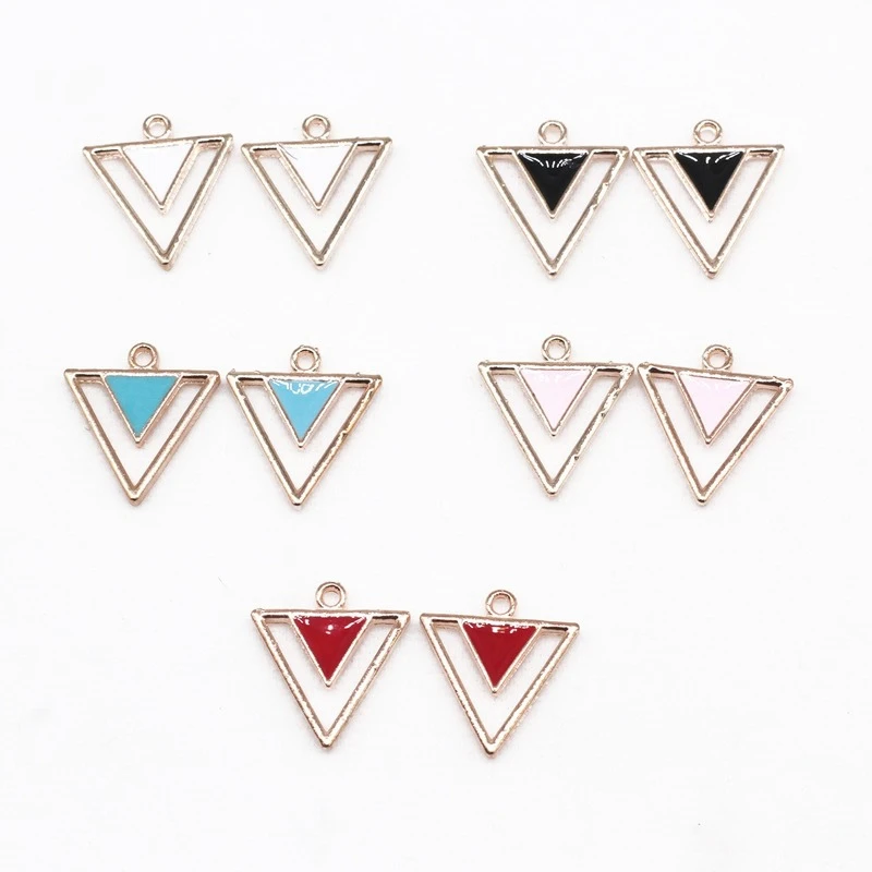 New Fashion 10pcs/bag 19*17MM Zinc Alloy Drop Oil Geometric Triangle Charms Pendants for DIY Earring Jewelry Accessories