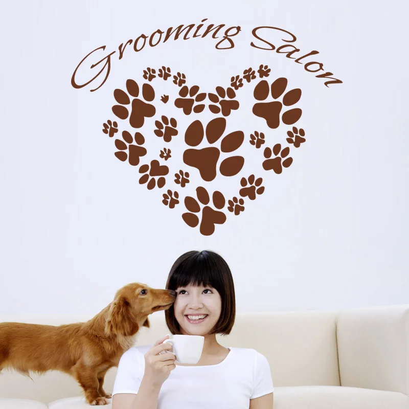 

Grooming Salon Glass Sticker Wall Decal Pet Shop Dog Posters Vinyl Art Decor Mural Pet Clinic 1007