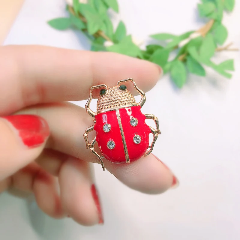 Morkopela Ladybugs Enamel Collar Pins Small Insect Brooch Pin Jewelry Metal Women Men Clothes Clips Brooches Accessories