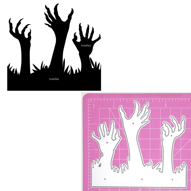 3Pcs Horrible Zombie Hand Cutting Dies New Halloween Trick or Treat Set Background Metal Stencil For DIY Scrapbooking Card Decor