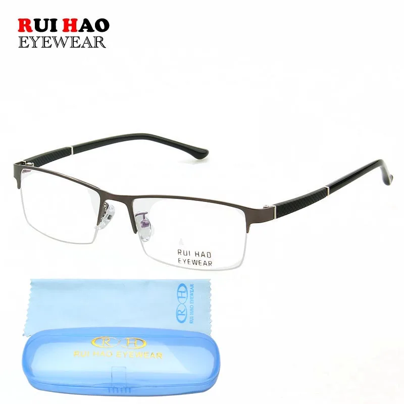 

Eyeglasses Frame Men Rectangle Business Optical Glasses Men Half Rimless Spectacle Frame Rui Hao Eyewear Brand 8175