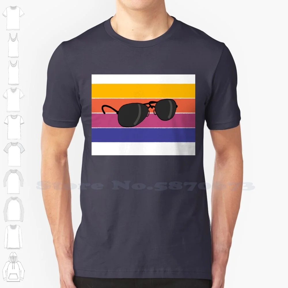 Retro Aviators 100% Cotton T-Shirt Retro Aviator Sunglasses Summer Classic Iconic Color Cool Style Graphic 70S 80S Yellow