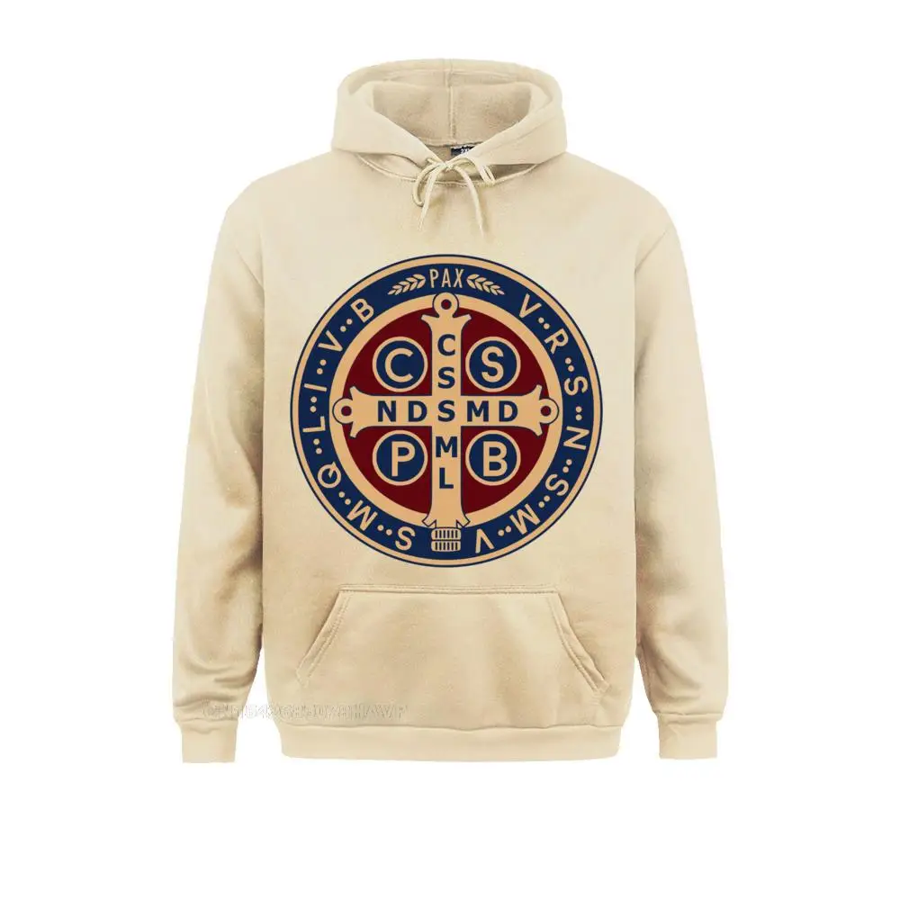 The Saint Benedict Medal Catholic Pullover Hoodie Hoodies 2021 Hot Sale Sweatshirts Europe Long Sleeve Men\'s Sportswears