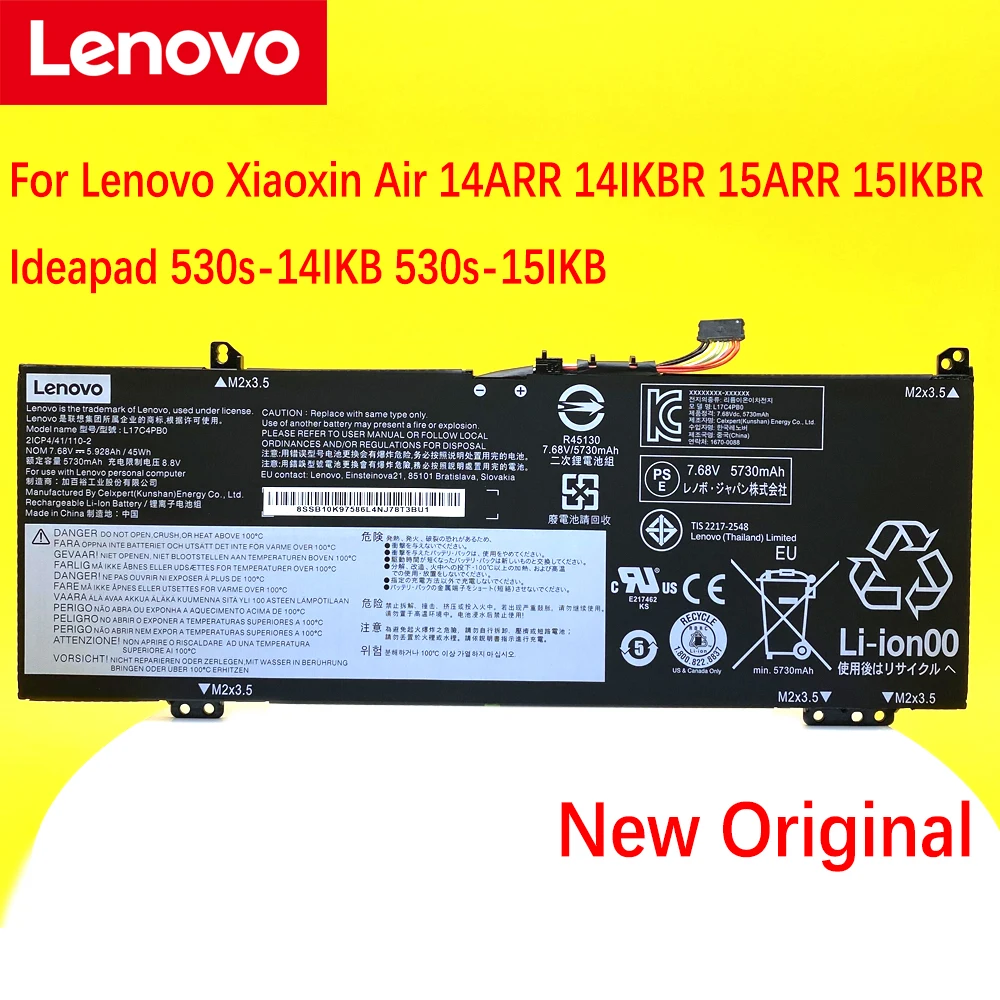 Batteria originale per Lenovo xiaoxin Air 14ARR 14ikbr 15ARR 15ikbr Ideapad 530s-14IKB 530s-15IKB YOGA 530-14IKB muslimatexlimah