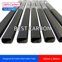 25mm x 38mm x 420mm High Quality Octagonal 3K Carbon Fiber Fabric Wound/Winded/Woven Tube Carbon Tail Boom