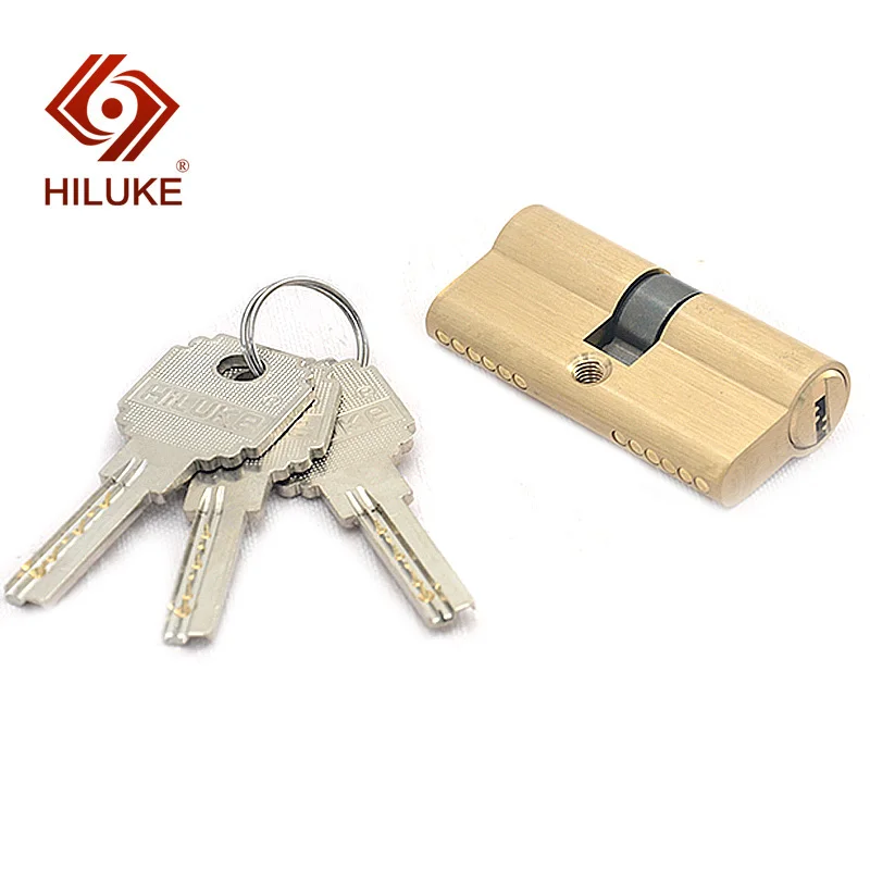 

HILUKE 60mm brass alloy door lock cylinder three keys household double open lock core high quality GN60.3C