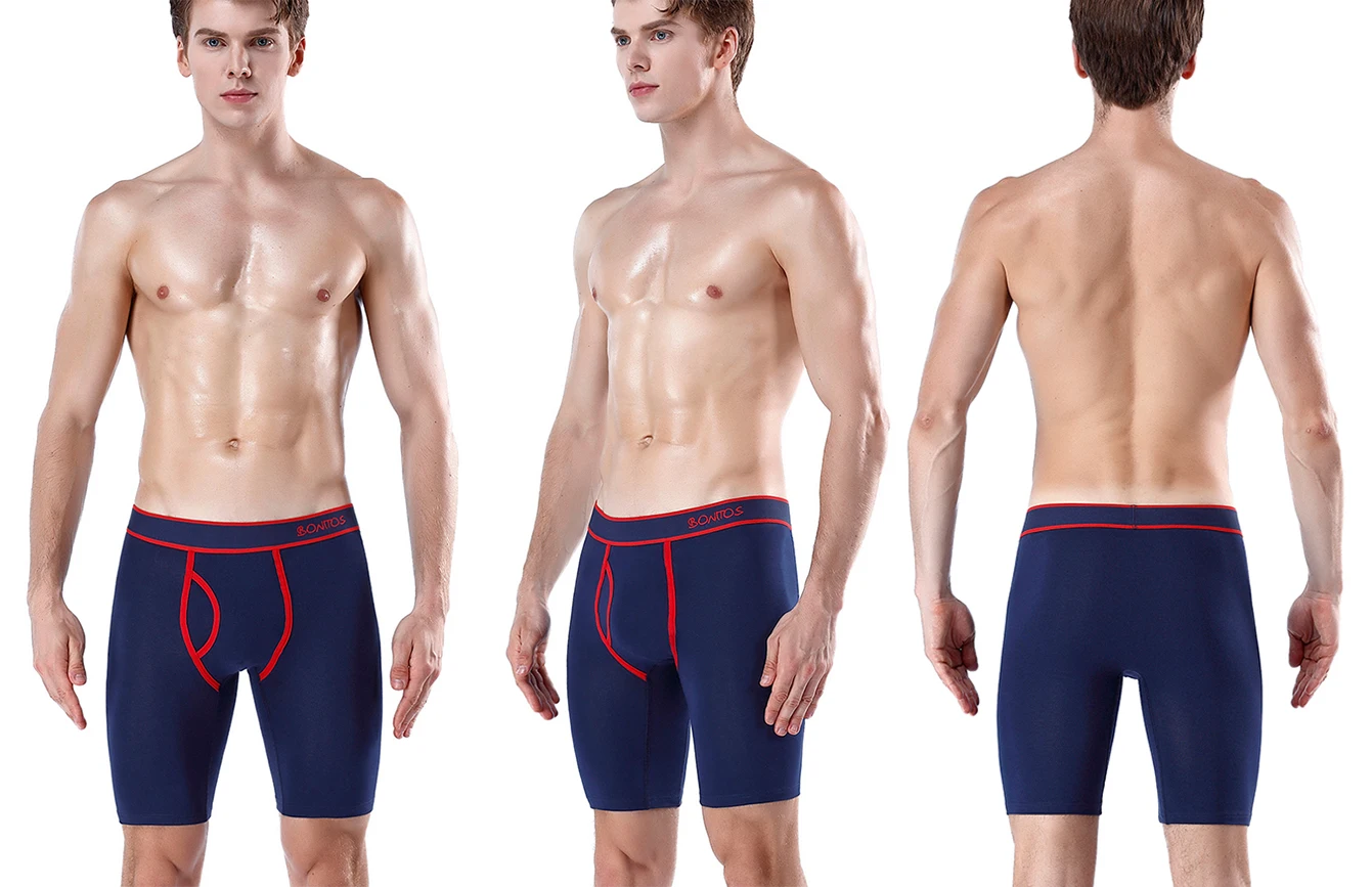 4 stücke Lange Baumwolle Unterwäsche Mann Boxer Sexy Schlüpfer der Männer Seite Öffnung Höschen Für Männer Sport Unterhose Männlich Marke badehose Shorts – Detail 9