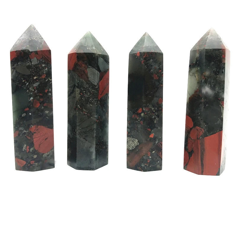 1PC Natural Africa Blood Stone Point Tower Wand Energy Crystal Healing Specimen Natural Stones and Minerals