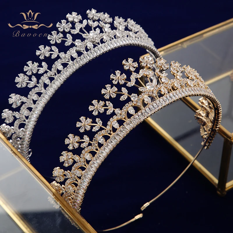 

Elegant Sparkling Full Zircon Bridal Tiaras Headpiece Crystal Crowns Headbands Wedding Hair Accessory