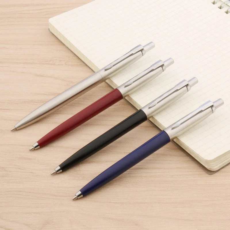 luxury quality 07 metal Ballpoint Pen stainless steel color Press signature pen ball point pen Stationery Office Supplies new