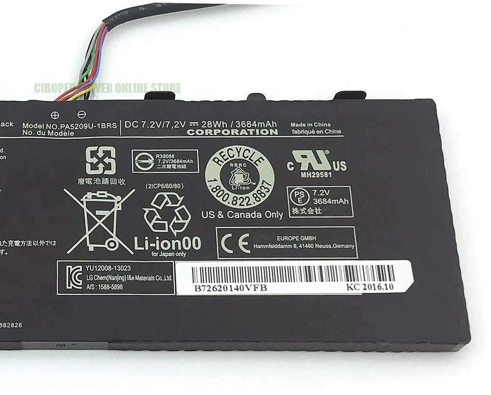 CP แบตเตอรี่ของแท้ PA5209U-1BRS 7.2V/28WH/3684MAh สำหรับ SATELLITE L15W-B1302 L15W-B1310 L15W-B1208X L10W-C รัศมี11-10E 11-10G