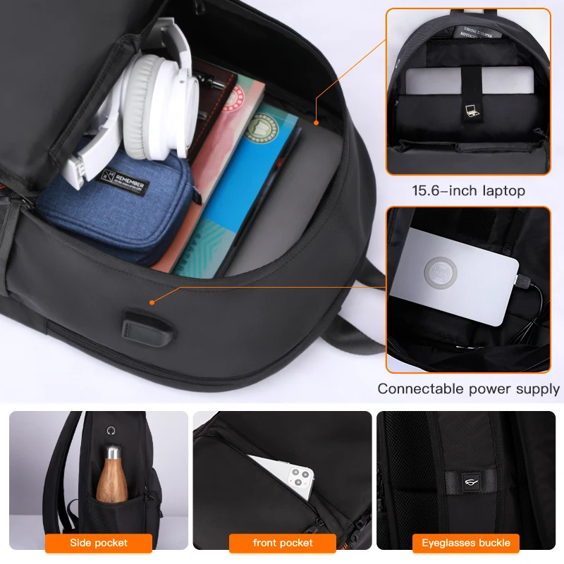 Hk Backpacks for Men School Teenager Boy and Girl Large Capacity 15.6inch Laptop Backpack Man USB Charging Travel Bags 2022 Hot