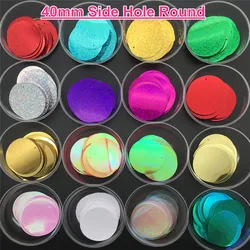 40mm Flat Round Side Hole PVC Loose Sequins Paillette Sewing Craft For Wedding Decoration Garment Dress Shoe Caps DIY Accesso