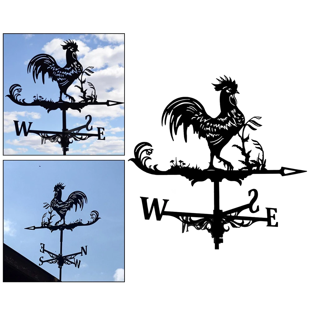 Steel Rooster Shape Weathervane Weather Vane Wind Direction Indicator Barn