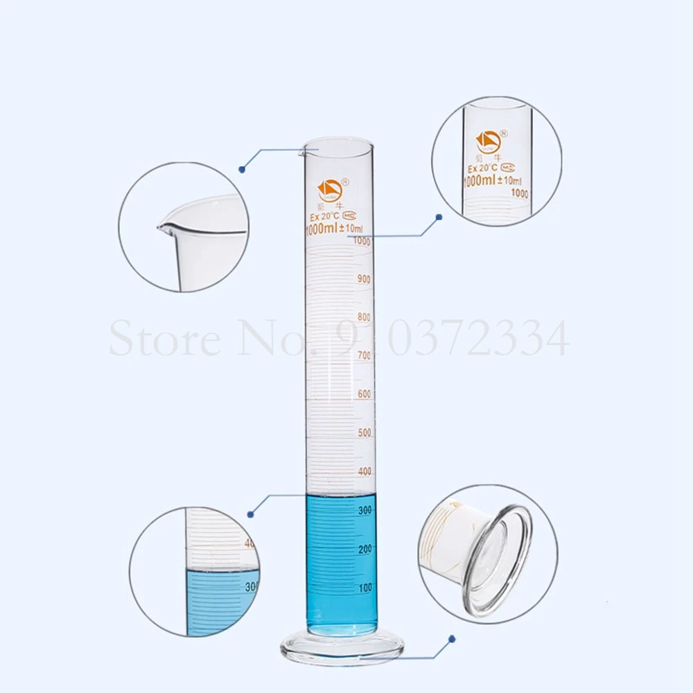 1pcs Lab Scaled Measuring Cylinder 5ml To 1000ml Thicken Glass Measurement Container Lab Supplies