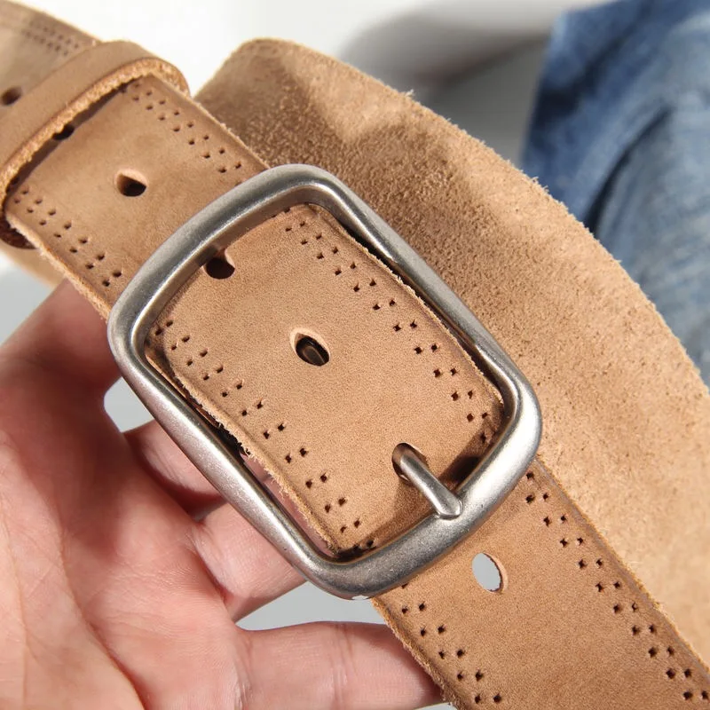 Vintage 100% Genuine leather Belt for Men High Quality Natural Cow Leather Men's Belt Male Strap for jeans or pants